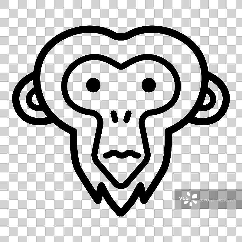 猴子平面图标孤立在白色背景图片素材