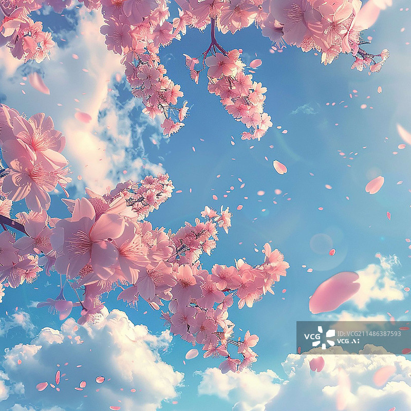 【AI数字艺术】樱花素材插画和樱花漫天飞舞图片图片素材
