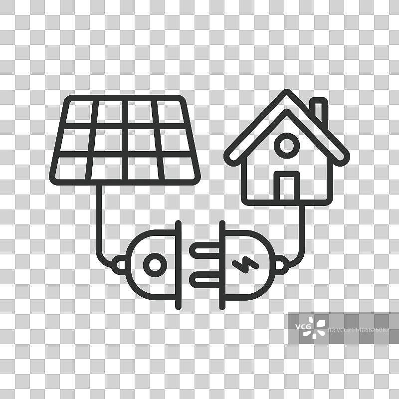 太阳能系统连接到房子的图标图片素材