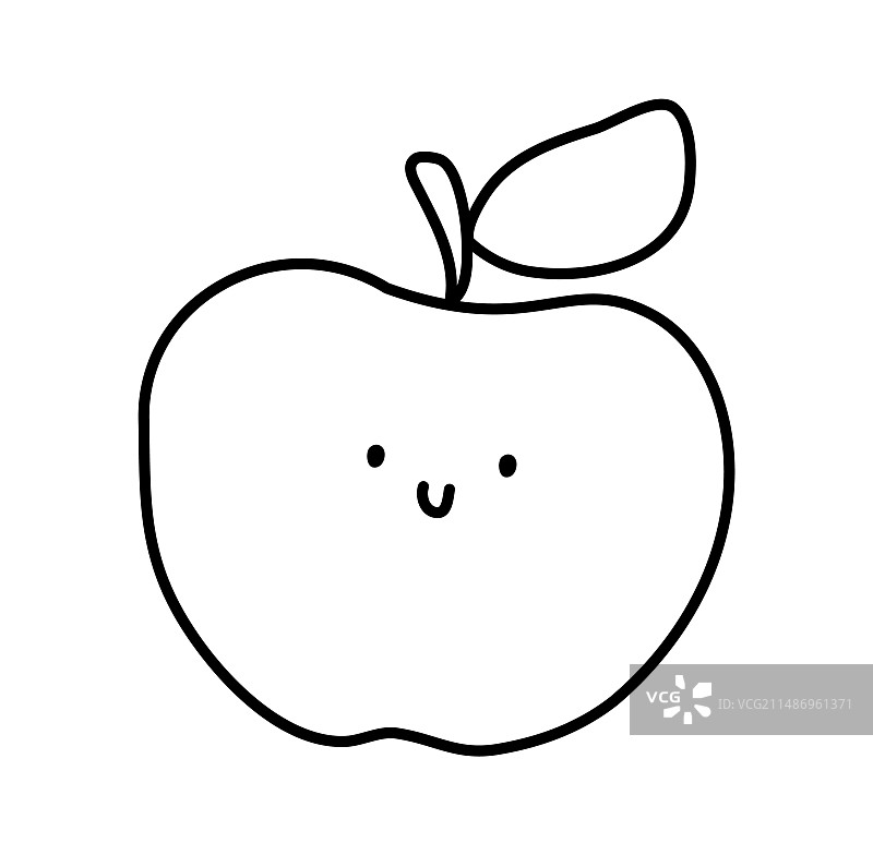 苹果手绘线条图标勾勒水果轮廓图片素材
