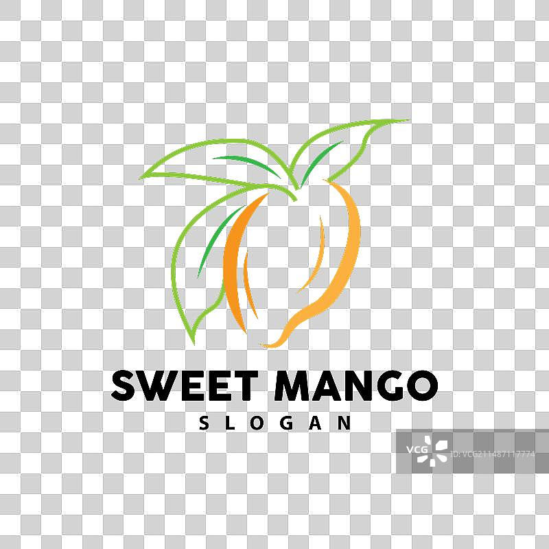 芒果标志新鲜水果抽象线条风格图片素材