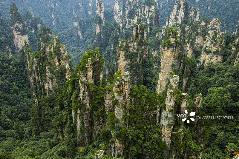 湖南省张家界的山峰奇特而险峻图片素材