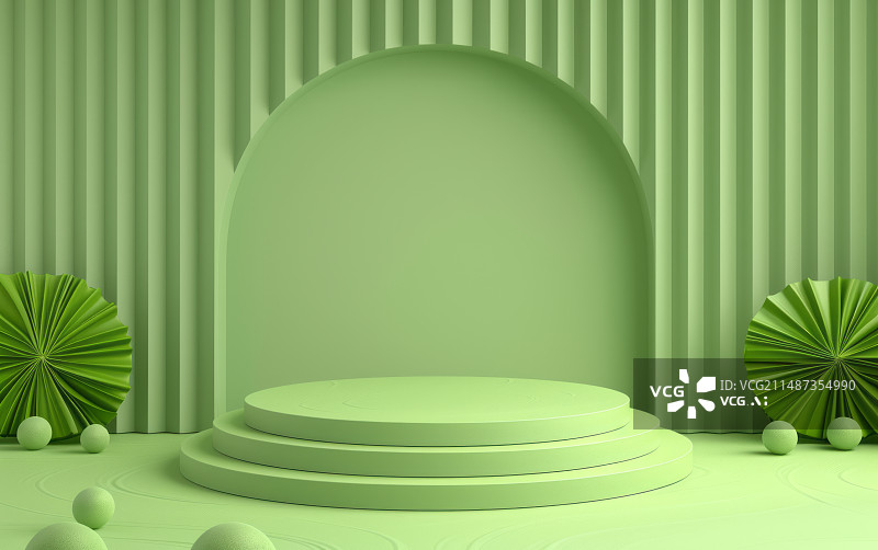 【AI数字艺术】绿色的3D效果电商产品展示背景图片素材