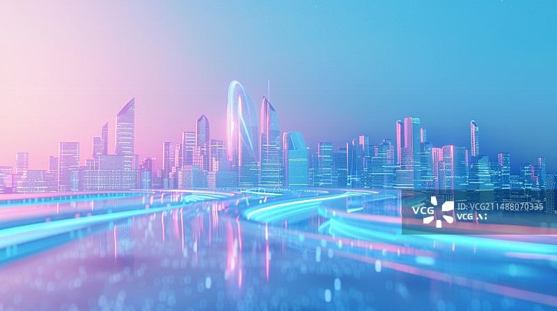 【AI数字艺术】未来科技风格主视觉背景——未来城市图片素材