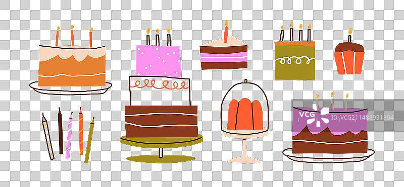生日蛋糕设置派对甜点甜纸杯蛋糕图片素材