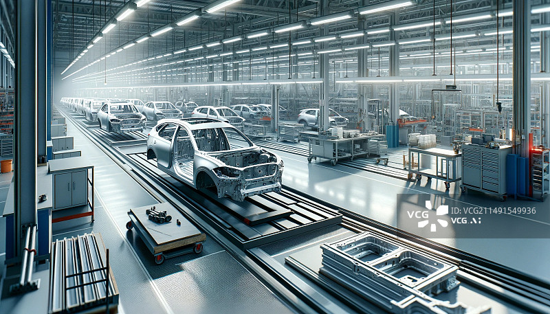 【AI数字艺术】汽车生产车间，新智生产力，智能制造图片素材