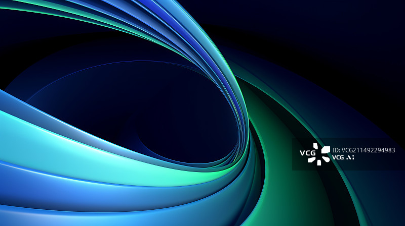 【AI数字艺术】蓝绿色的抽象曲线螺旋背景图片素材