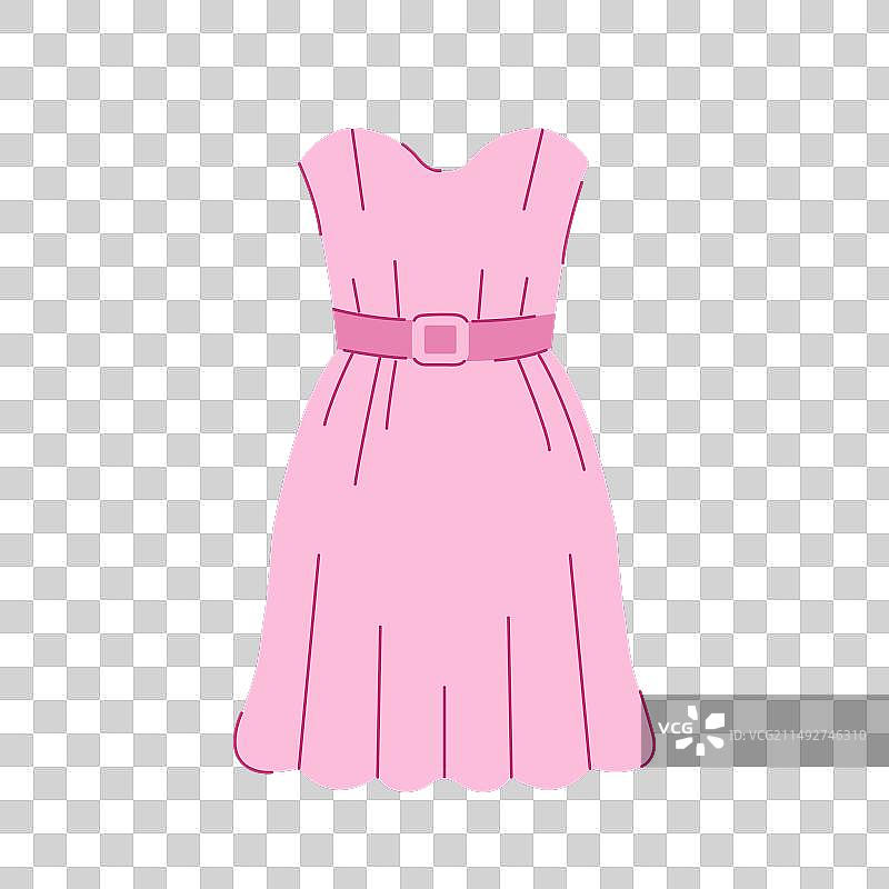 粉色连衣裙适合女孩春夏打扮图片素材