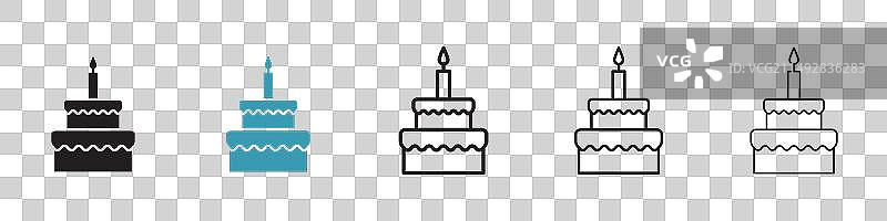 生日蛋糕图标集蛋糕蜡烛樱桃符号图片素材