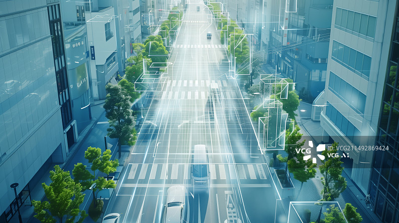 【AI数字艺术】未来城市数字智能化网联汽车图片素材