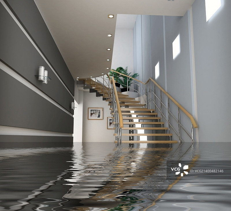 现代室内，水下楼梯(3D)图片素材