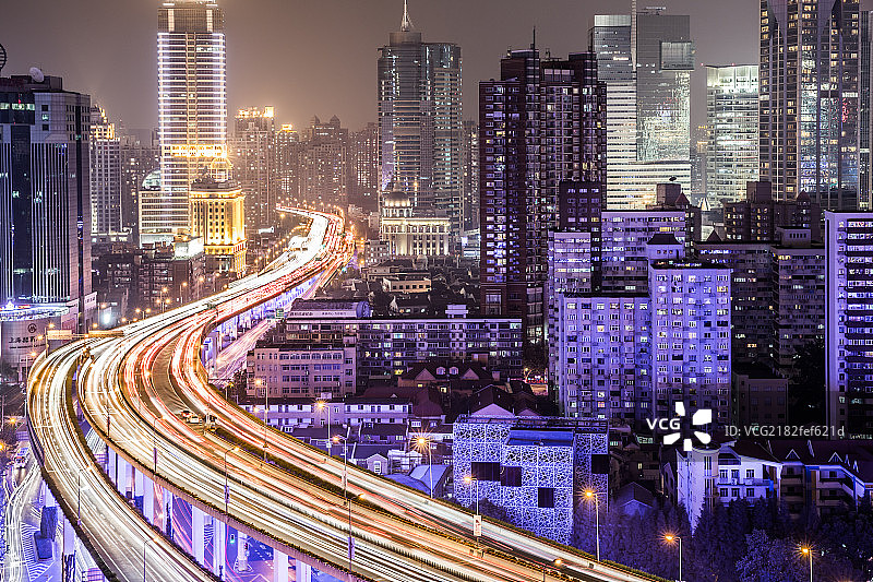上海高架夜景图片素材