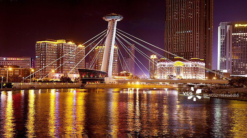 赤峰桥夜景图片素材