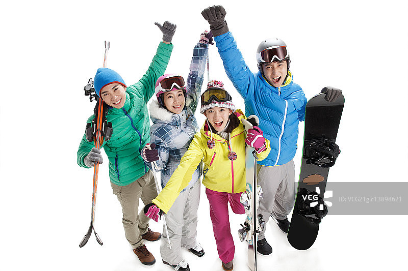 青年男女滑雪图片素材