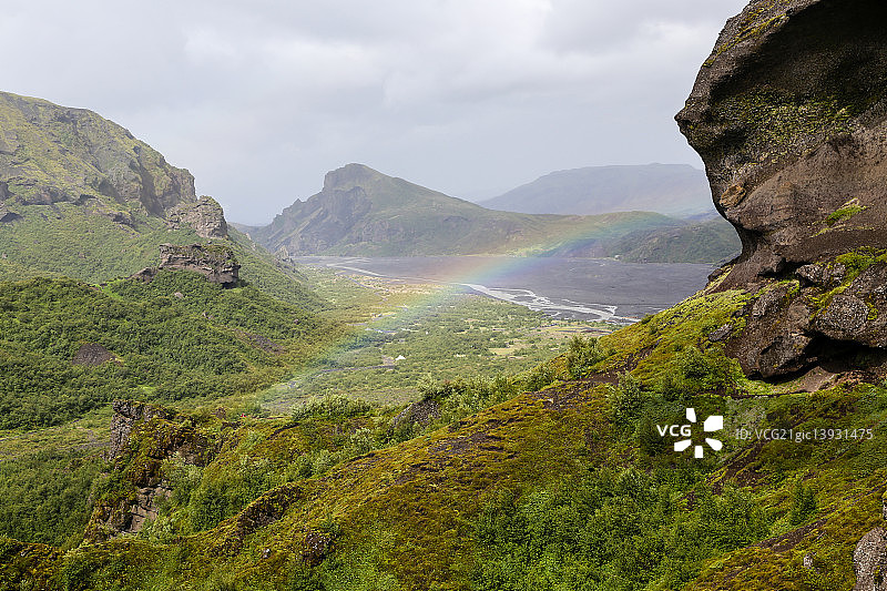 冰岛山区彩虹图片素材