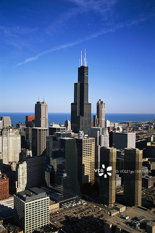 西尔斯大厦和芝加哥地平线图片素材