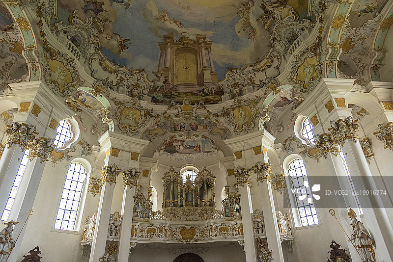 维斯朝圣教堂，建于1745-1754年，巴伐利亚，德国图片素材