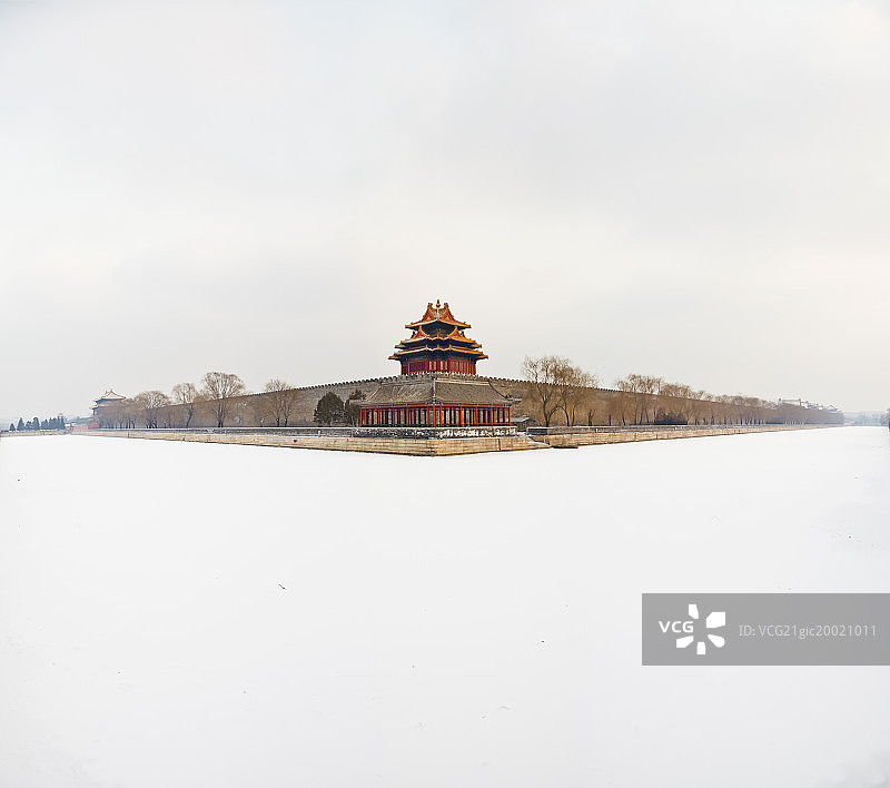 雪后故宫角楼风光,北京,中国图片素材