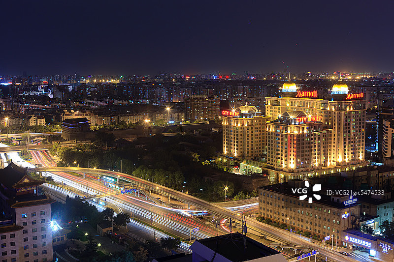 俯瞰北京夜景图片素材