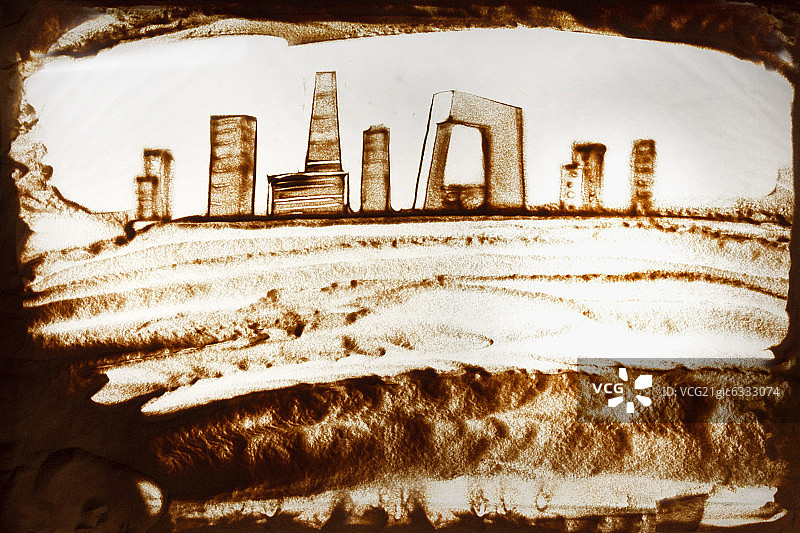 北京城市建筑沙画图片素材