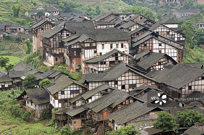 四川老城区的建筑。四川省,中国图片素材