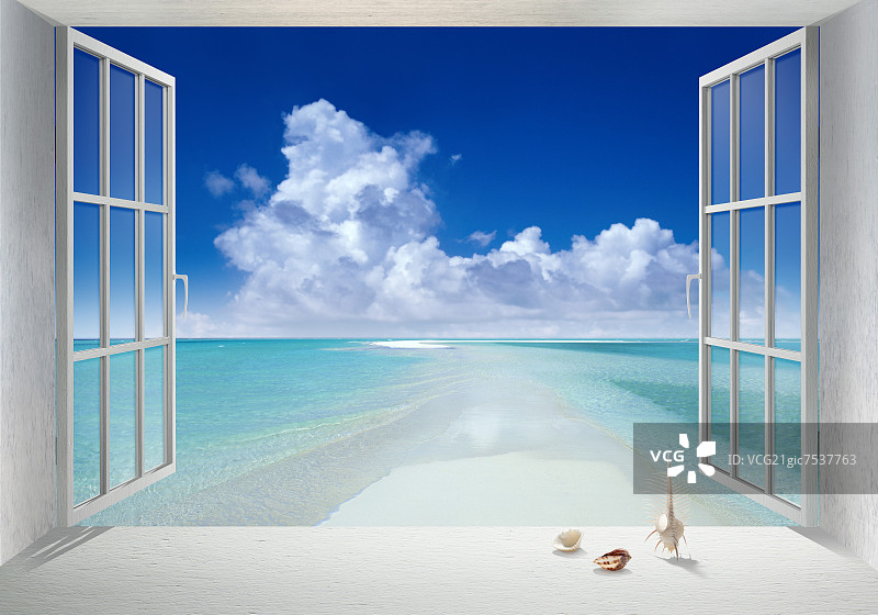 马尔代夫海和白窗图片素材
