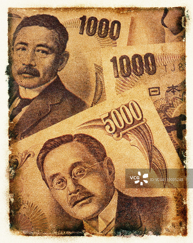 宝丽来转印日本钞票图片素材