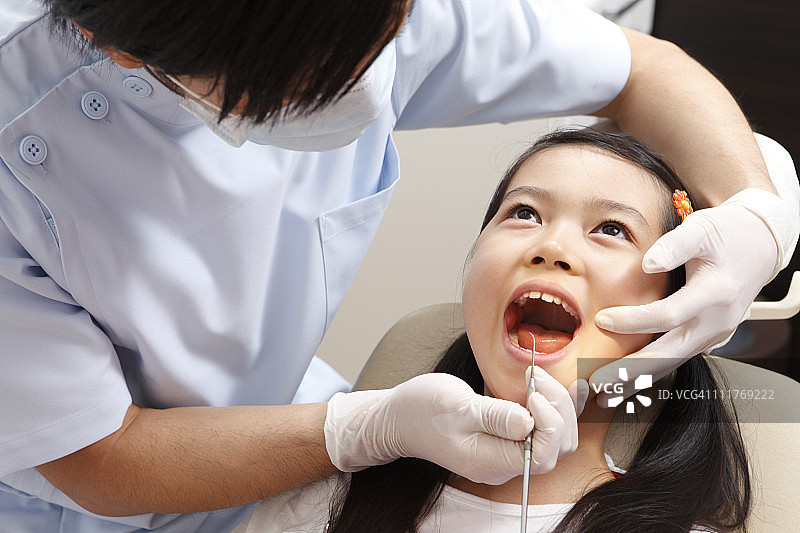 正在接受牙科检查的女孩图片素材