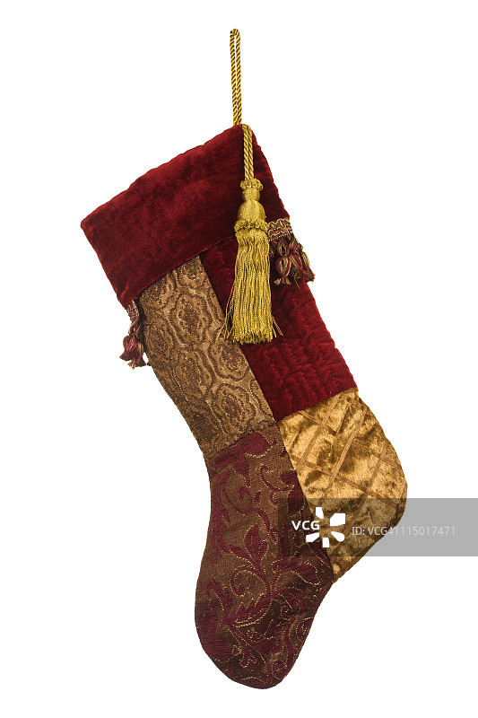 孤立的花哨的圣诞袜假日装饰图片素材
