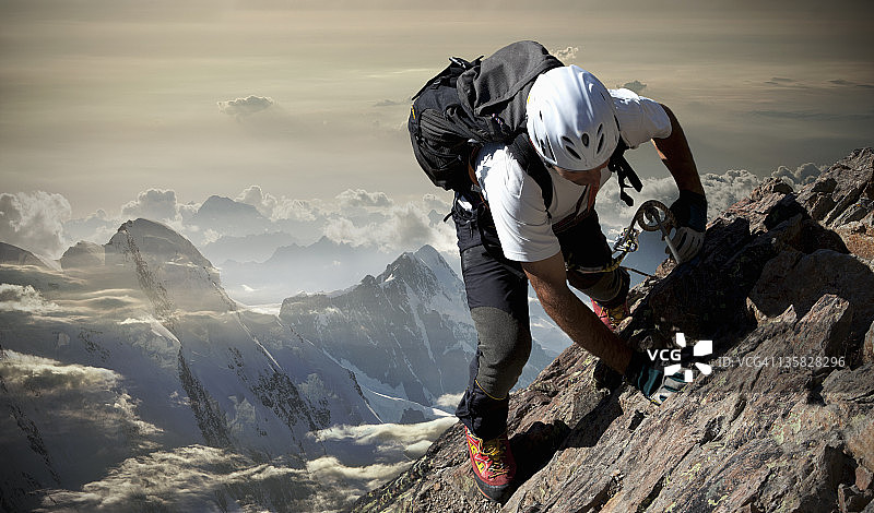 罗莎山的登山者图片素材