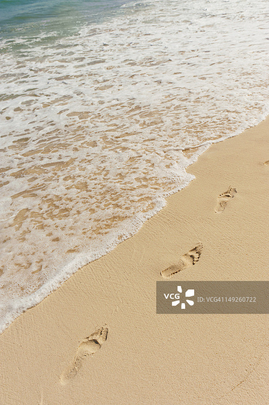墨西哥，尤卡坦半岛，沙滩上的脚印图片素材