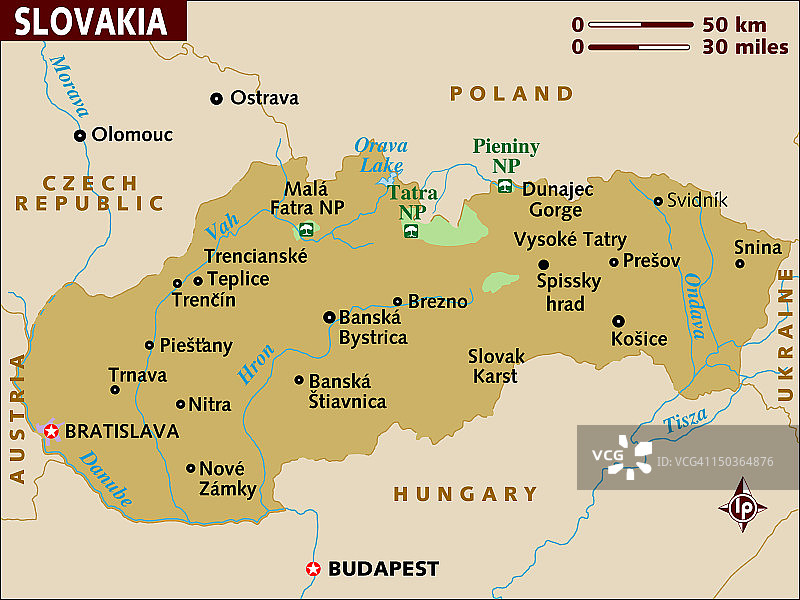 斯洛伐克的地图。图片素材