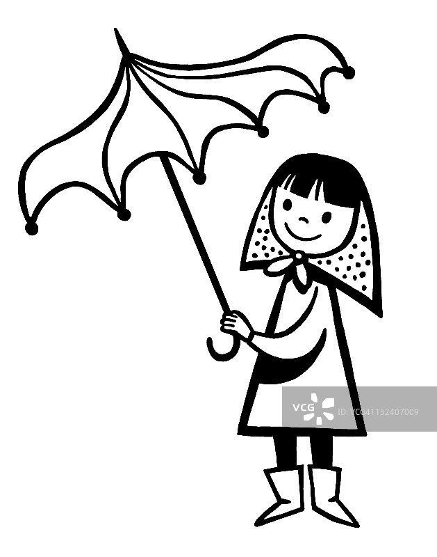 女孩手里拿着雨伞图片素材