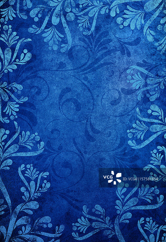 蓝色grunge花背景图片素材