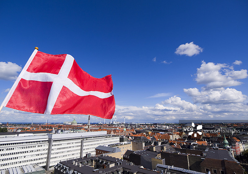 丹麦国旗和哥本哈根图片素材