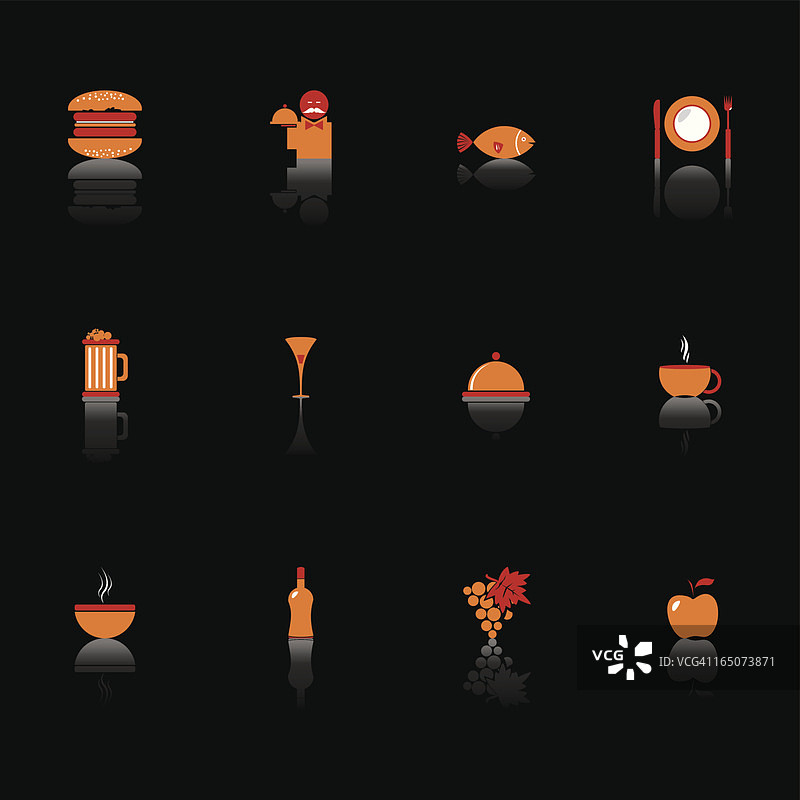 黑色食物和餐厅图标设置图片素材