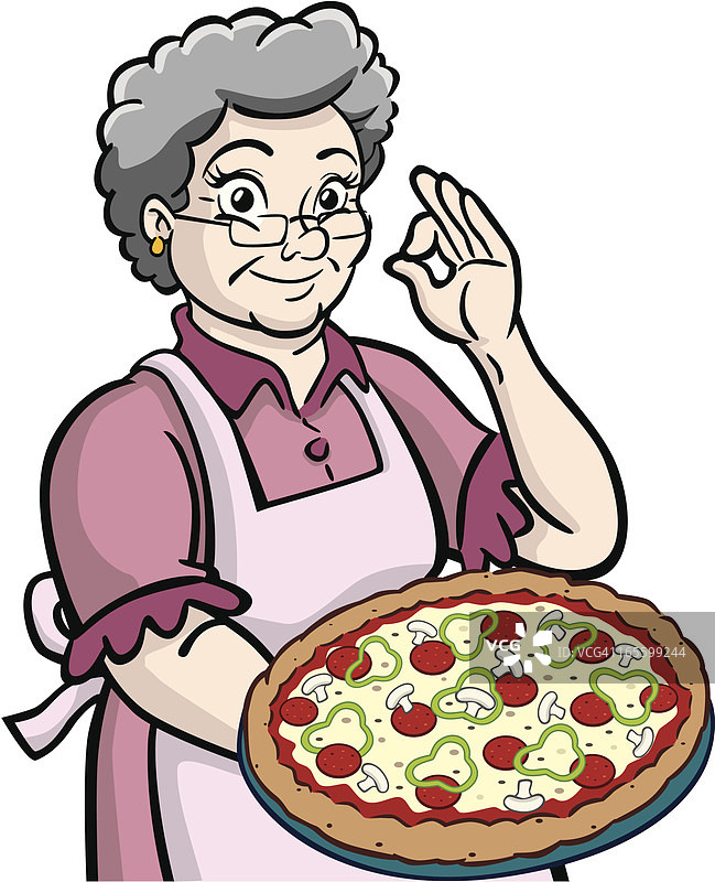 奶奶和披萨图片素材