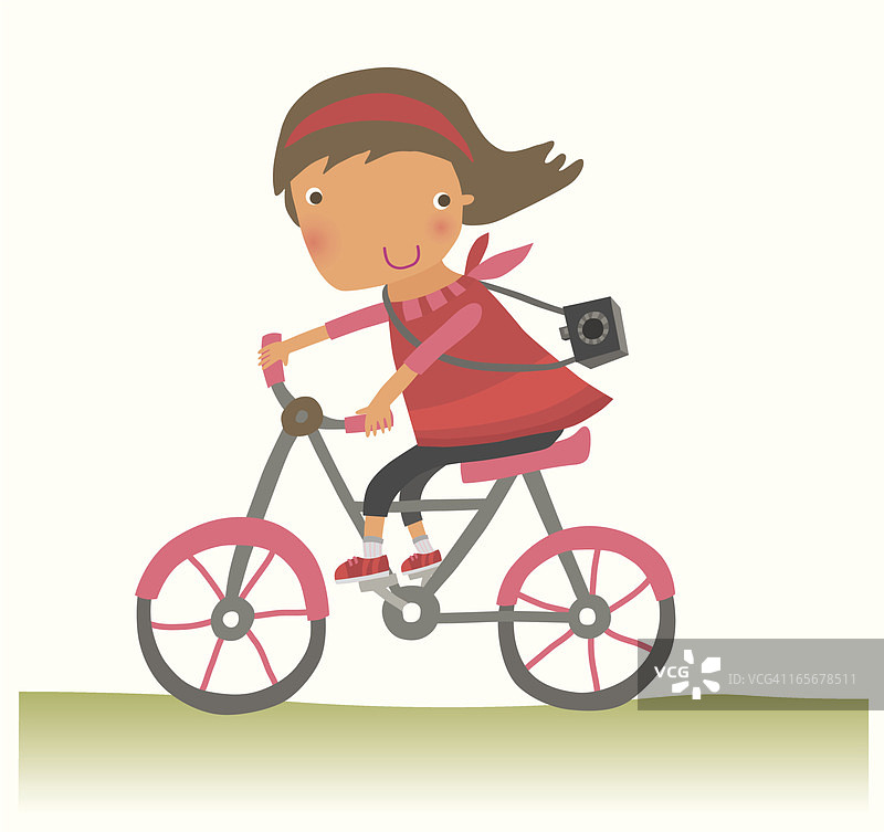 骑自行车的女孩图片素材