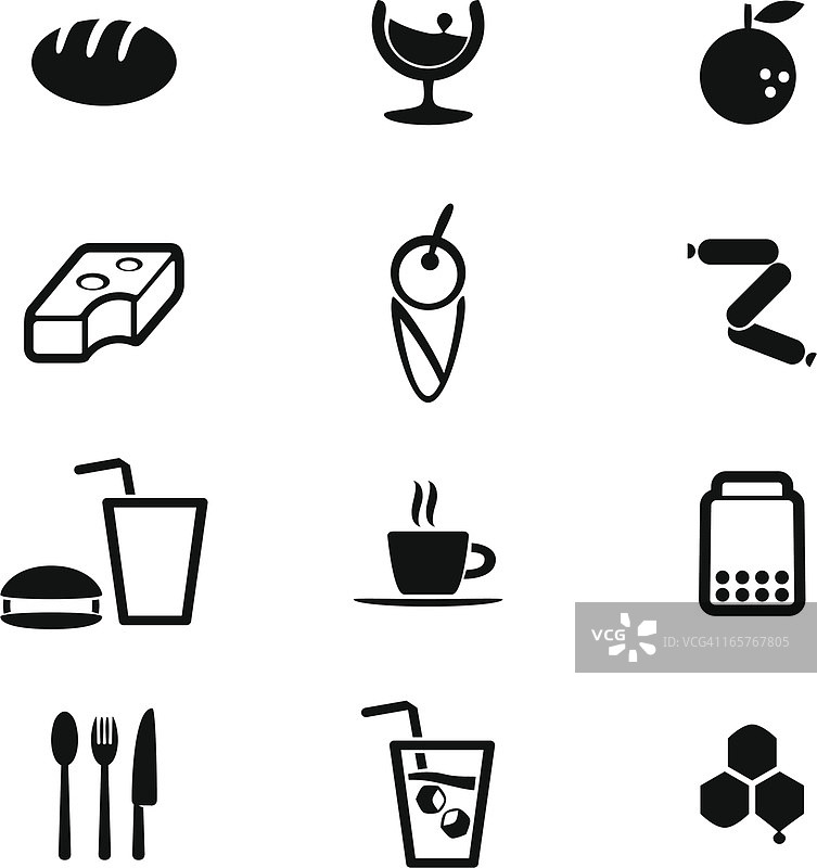 食物和饮料图标设置图片素材