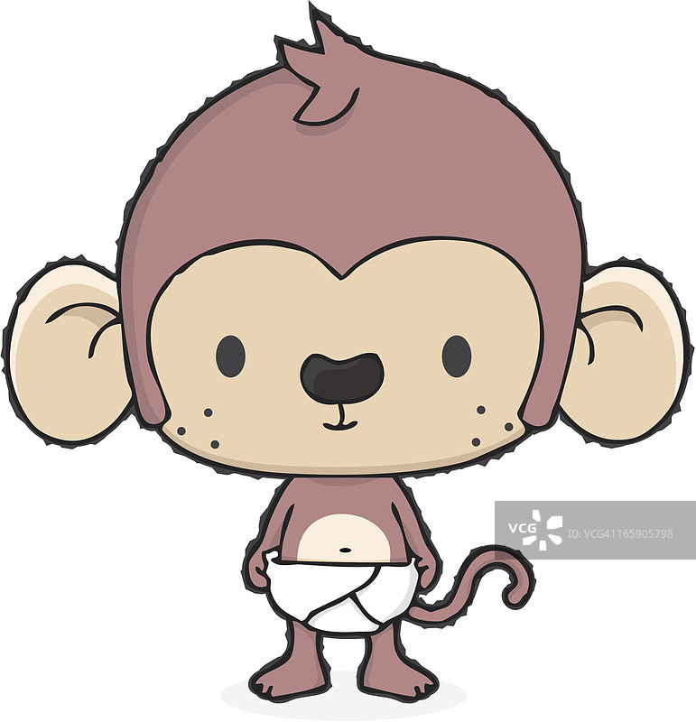 带尿布/卡通的小猴子图片素材
