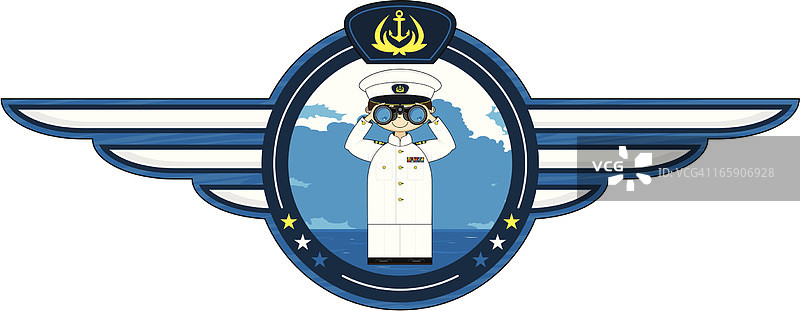佩戴望远镜徽章的海军军官图片素材