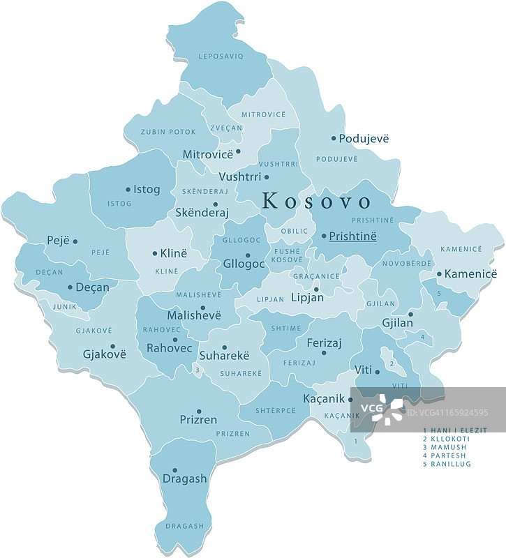 科索沃矢量地图区域孤立图片素材