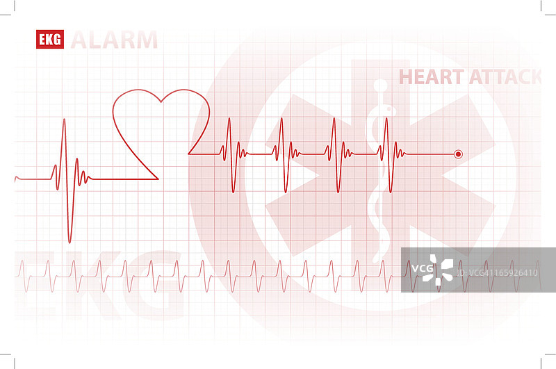 心电图-监测心脏/医学背景，矢量图片素材