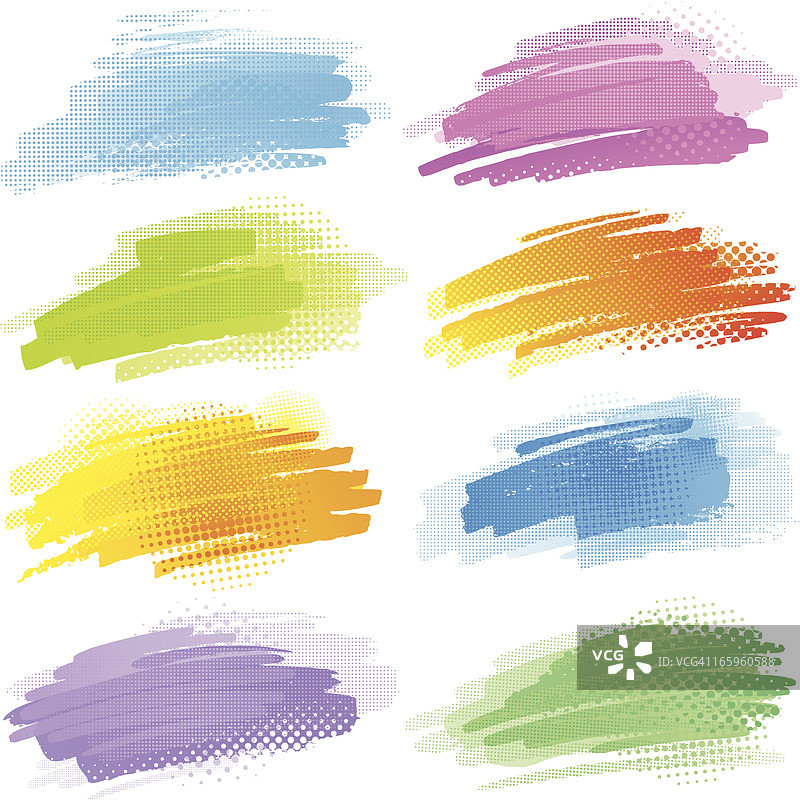 色彩缤纷的笔触与半色调模式图片素材