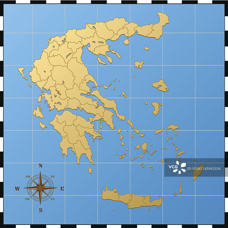 希腊地图与罗盘玫瑰图片素材