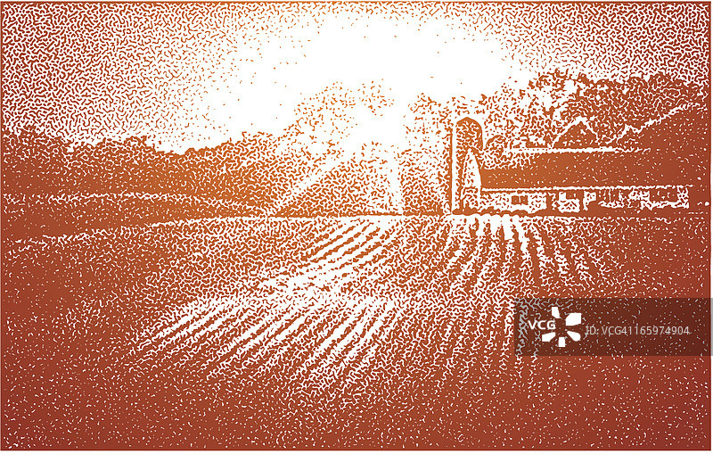 农场和日落图片素材