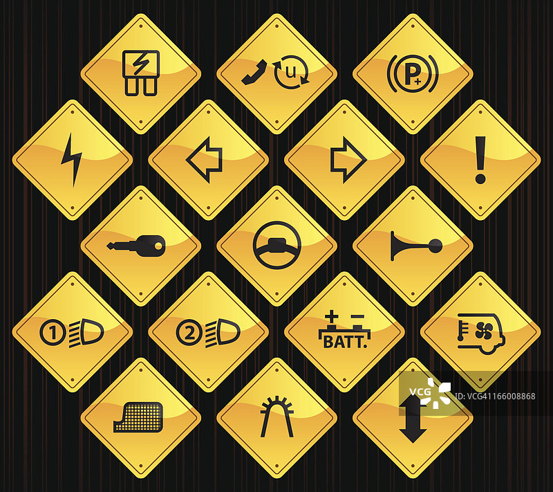 黄色路标-汽车控制指示牌图片素材