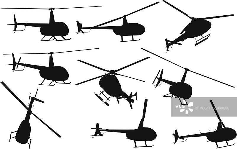 直升机的多个剪影图片素材