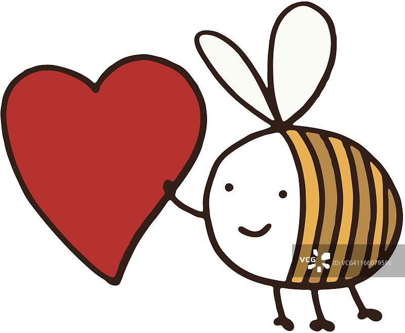 蜜蜂捧着大爱的心图片素材