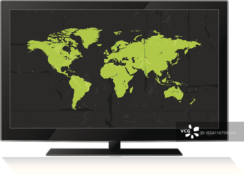 高度详细的世界地图液晶平板电视垃圾风格图片素材